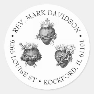 Drie harten van Jezus, Maria en Jozef Ronde Sticker