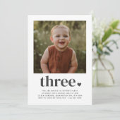 Drie hartfoto 3e verjaardag kaart (Staand voorkant)