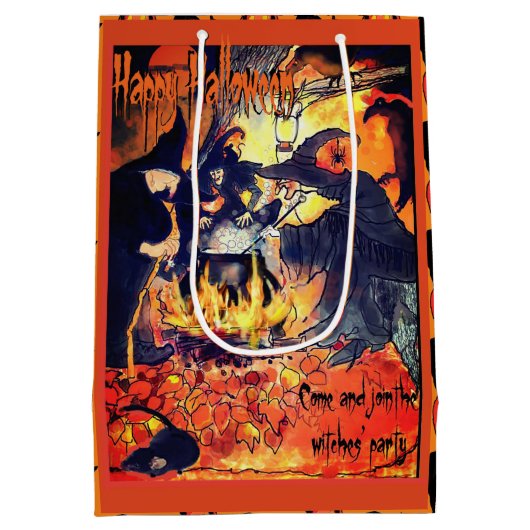 Drie heksen Halloween geschenk tas Medium Cadeauzakje (Achterkant)
