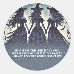 Drie Heksen op een Sterrenhemel Halloweenfeest 's Ronde Sticker