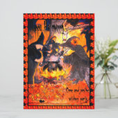 Drie heksen partij Halloween kunst Kaart (Staand voorkant)