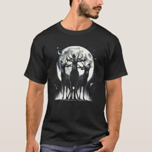 Drie herten huilen naar de maan als drie wolven t-shirt