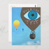 Drie heteluchtballonnen verbeelden Briefkaarten va (Voorkant / Achterkant)