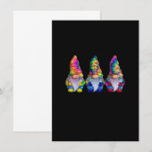 Drie Hippie Gnome, Vredesgnome, Grappige Retro Vin Kaart (Voorkant / Achterkant)