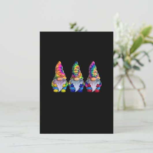 Drie Hippie Gnomes, Peace Gnome, Funny Retro Vint Kaart (Staand voorkant)