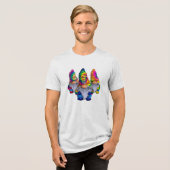 Drie Hippie Gnomes Tri-Blend Shirt (Voorkant volledig)