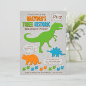 Drie historische dinosaurusNobeluitnodiging Kaart (Staand voorkant)