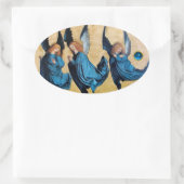 DRIE HOEKEN IN BLAUW OVALE STICKER (Tas)