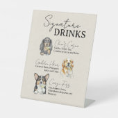 Drie Hond bruiloft Handtekening Drinken Bar Teken Reclamebord Met Voetstuk (Voorkant)