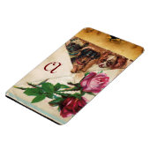 DRIE HONDEJTJES MET ROZEN  MONOGRAM MAGNEET (Linkerzijde)