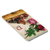 DRIE HONDEJTJES MET ROZEN  MONOGRAM MAGNEET (Rechterzijde)