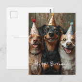 Drie honden op een verjaardag briefkaart (Voorkant / Achterkant)