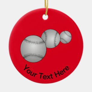 Drie honkballen keramisch ornament