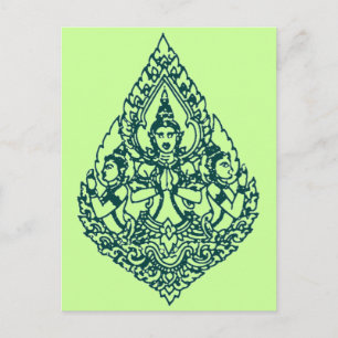 DRIE HOOFDBUDDHA-PRAYLAO, THAI EN CAMBODIA BRIEFKAART