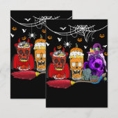 Drie horrorglazen van bier Halloween schedel kostu Kaart (Voorkant / Achterkant)