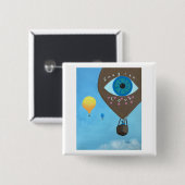 Drie Hot Air-ballonnen Imagine Love-Buttonnen Vierkante Button 5,1 Cm (Voorkant /achterkant)
