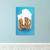 Drie hotdogs in bundels canvas afdruk (Insitu (Houten vloer))