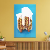 Drie hotdogs in bundels canvas afdruk (Insitu (Woonkamer))