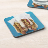 Drie hotdogs in bundels onderzetter (Linkerzijde)