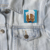 Drie hotdogs in bundels vierkante button 5,1 cm (In situ)