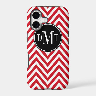 Drie Initiaal Monogram Rode Chevron Patroon
