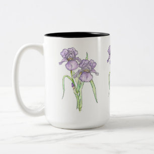 Drie Iris Bloemen Tweekleurige Koffiemok