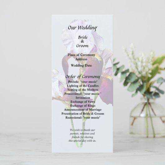 Drie irissen in tinten van magenta programma (Staand voorkant)