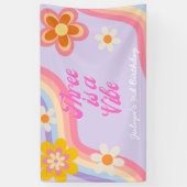 Drie is een vibe Retro Rainbow 3e verjaardag Spandoek (Verticaal)