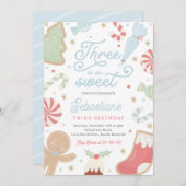 Drie is zo lief kerstkoekje 3e verjaardag kaart (Voorkant / Achterkant)