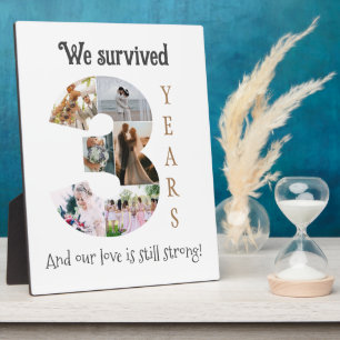 Drie jaar bruiloft Jubileum Fotoplaat