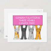Drie jaar gratis gefeliciteerd met kanker briefkaart (Voorkant / Achterkant)