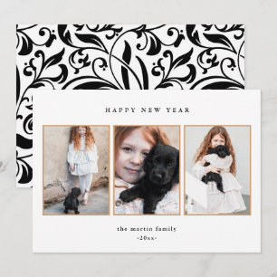 drie jaar mooie zwarte en witte foto's feestdagenkaart