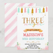 Drie-jaar-oud verjaardagsuitnodiging kaart (Voorkant / Achterkant)