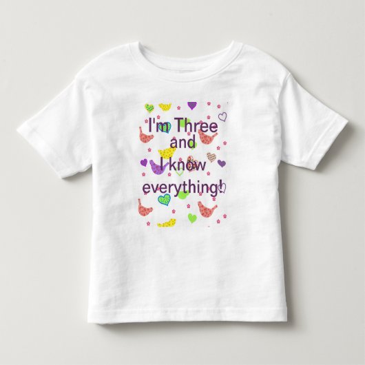 Drie jaar oud weet alles kinder shirts (Voorkant)