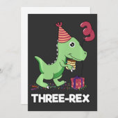 Drie jaar verjaardag jongen dinosaur drie Rex kind Bedankkaart (Voorkant / Achterkant)