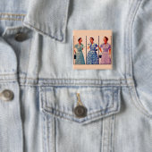 drie japonnen uit 1953 - kleding vierkante button 5,1 cm (In situ)
