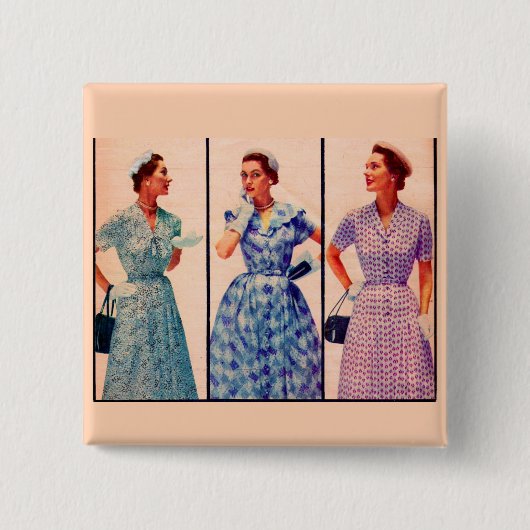 drie japonnen uit 1953 - kleding vierkante button 5,1 cm (Voorkant)