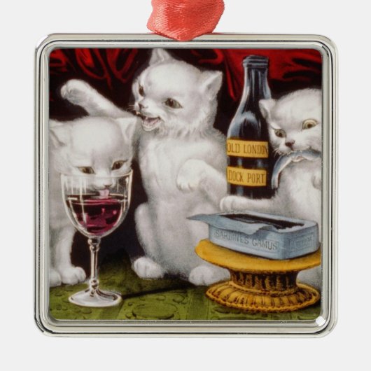 Drie Jolly Kittens op het Feest Metalen Ornament (Voorkant)