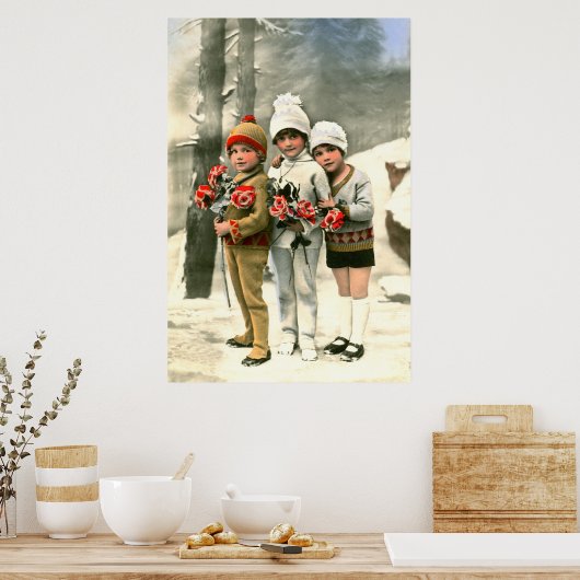 Drie jonge Franse kinderen Poster (Keuken)