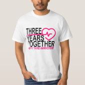 DRIE Jubileum 3 jaar samen . T-shirt (Voorkant)