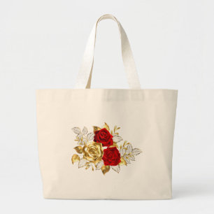Drie juweelrozen grote tote bag