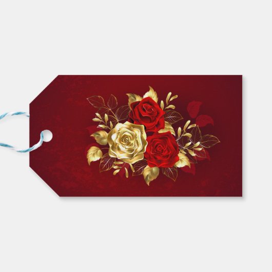 Drie juwelen Rozen Cadeaulabel (Achterkant Horizontaal)