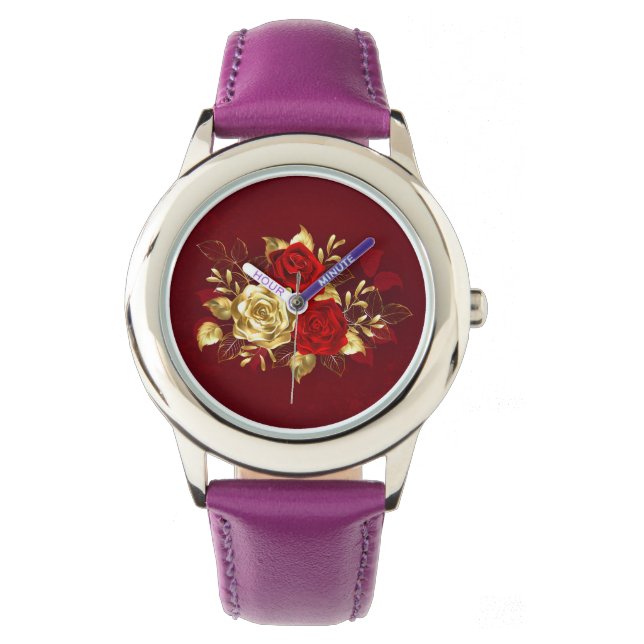 Drie juwelen Rozen Horloge (Voorkant)