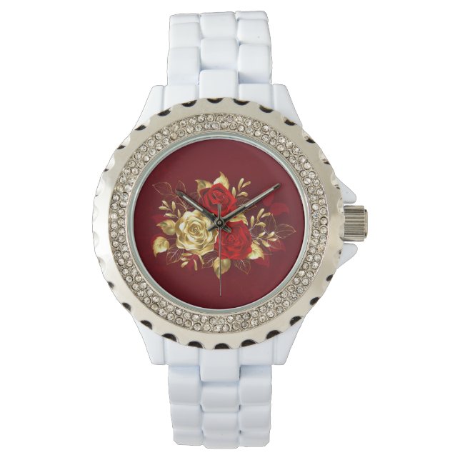 Drie juwelen Rozen Horloge (Voorkant)