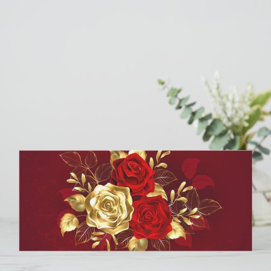 Drie juwelen Rozen Kaart (Staand voorkant)