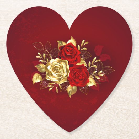 Drie juwelen Rozen Kartonnen Onderzetters (Voorkant)