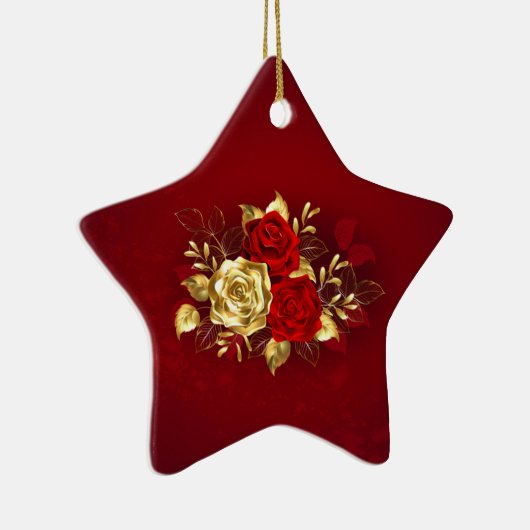 Drie juwelen Rozen Keramisch Ornament (Rechts)