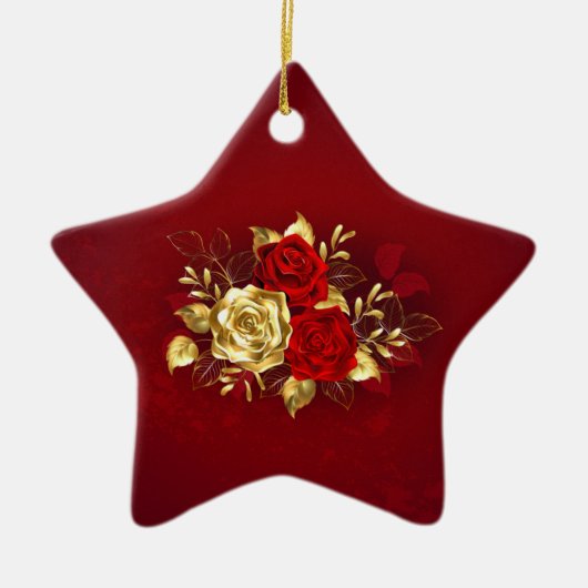 Drie juwelen Rozen Keramisch Ornament (Voorkant)