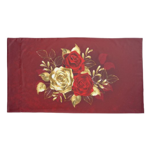 Drie juwelen Rozen Kussensloop (Achterkant-Links)