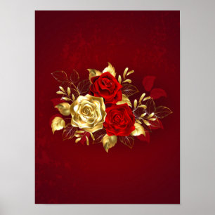 Drie juwelen Rozen Poster
